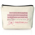 Pink Christian Makeup Bag & Travel Pouches for Toiletries, Bible Verse Pink Bow Cosmetic Bag for Women, Christian Gifts for Women, Religious Scripture Small Toiletry Bags Zipper Makeup Pouch - color: 00-PHILIPPIANS 4:6 (Bible)