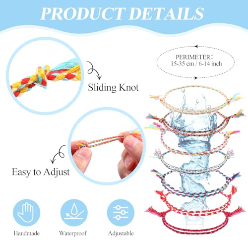 Hicarer 30 Pieces Adjustable Woven Anklets Bracelets Bohemian Braided Rope Bracelets Waterproof Wax Coated Anklets for Women - color: Fresh Color