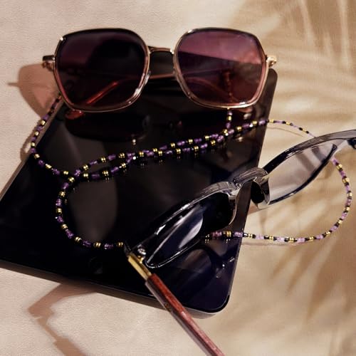 Damanse Beaded Glasses Chain,Eyeglass & Sunglass Strap For Women Stylish - color: Agate Amethyst