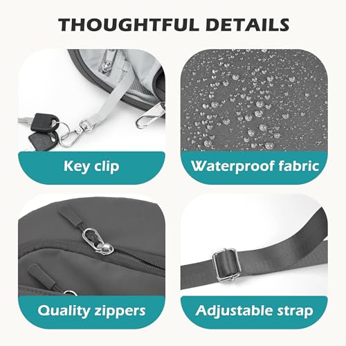 TOPEAST Anti Theft Crossbody Bags for Women Men, Small Sling Crossbody Bag Travel Purse Shoulder Wallet with RFID Blocking - color: 3-dark Grey