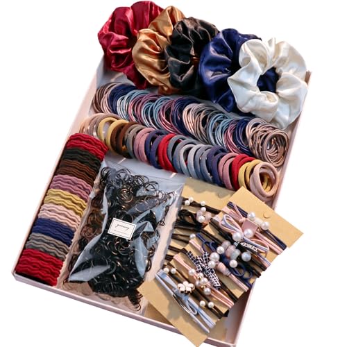 Multiple Styles Hair Accessories Set For Women Elastic Ponytail Holders Rubber Band For Thick Hair & Thin Hair Fashion Hair Scrunchies (1149PCS（Dark color）)