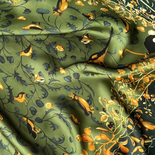 Long Silk Like Scarf Lightweight Satin Scarves Large Sunscreen Shawl Wrap for Women - color: 001.birds and Flowers Green