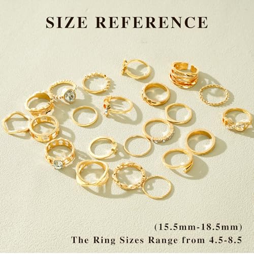 CHICUTIE Gold Knuckle Rings Set For Women Stackable Joint Finger Midi Rings Dainty Cubic Crystal Zirconia Hollow Twist Cute Pack Jewelry Gift - style: 22PCS GOLD