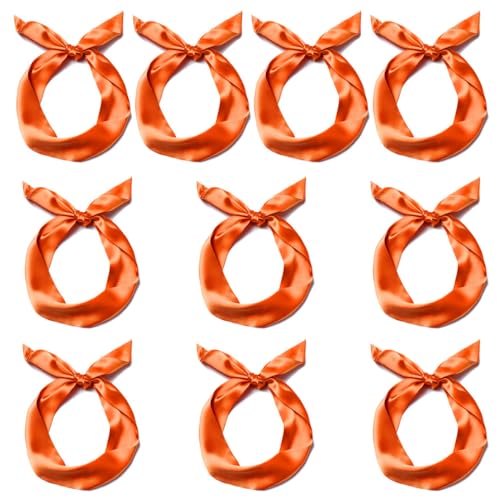 10 Pcs Long Thin Small Skinny Scarf Satin Neck Tie Ribbon Choker for Women Girls - color: Orange