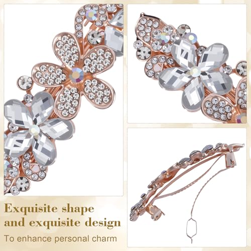 Joez Wonderful Rhinestone Hair Clip Sparkly Crystal Barrettes French Wedding Prom Engagement Pageant First Communion Hair Decorative Accessories for Women Bride Thick Long Hair (Flower White, 1 Pcs) - color: Rhinestone Flower Silver