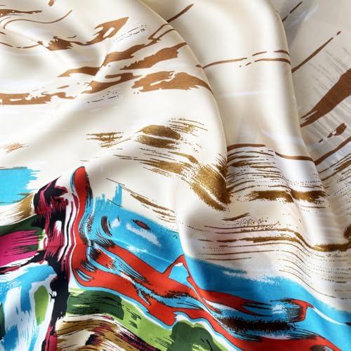 Long Silk Like Scarf Lightweight Satin Scarves Large Sunscreen Shawl Wrap for Women - color: 020.abstract Red