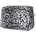 Narwey Cute Cheetah Makeup Bag Travel Cosmetic Bag Organizer Toiletry Bag Make Up Bags with Compartments for Women (Large, Black Leopard-1) - color: Black Leopard-1, style: Large