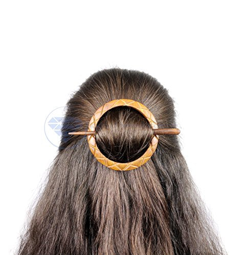 Hair Barrettes & Hair Clip (Wooden Shawl Pins) - (Brown Ring) - color: Brown Ring