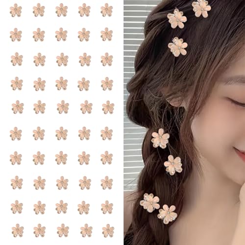 Small Crystal Hair Charm Claw Clips for Women Girl, 20PCS Gradient Cat's Eye Mini Flower Claw Design Hair Accessories (Yellow) - color: Yellow