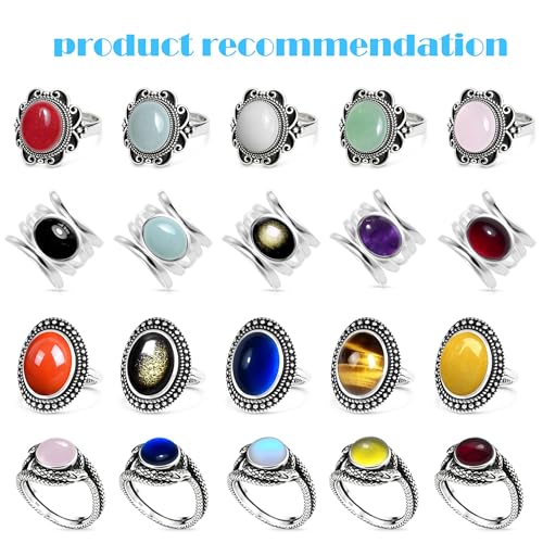 Natural Waterdrop Stone Wide Band Ring,Sterling Silver Genuine Teardrop Crystal Quartz Gemstone Statement Wide Chunky Full Finger Band Ring for Women - color: A02_Aquamarine