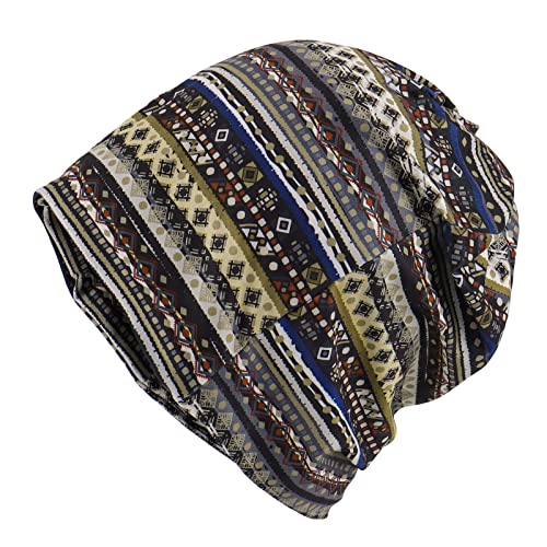 KAKU NANU Women Turban Chemo Beanies Pre Tied Caps Baggy Slouchy Headwear Sleep Scarf - color: Old Abstract Border