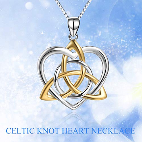 Celtic Jewelry Necklace Gifts Sterling Silver Good Luck Irish Vintage Triquetra Trinity Celtics Love Knot Pendant Necklace Christmas Gifts for Women Mother - style: Celtic necklace-Golden