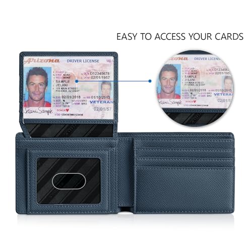 RUNBOX Wallet for Men -Slim Rfid Leather Mens Bifold Novelty Wallets 2 ID Window With Gift Box Men's Accessories | Slim - color: Tibetan Blue-SZW