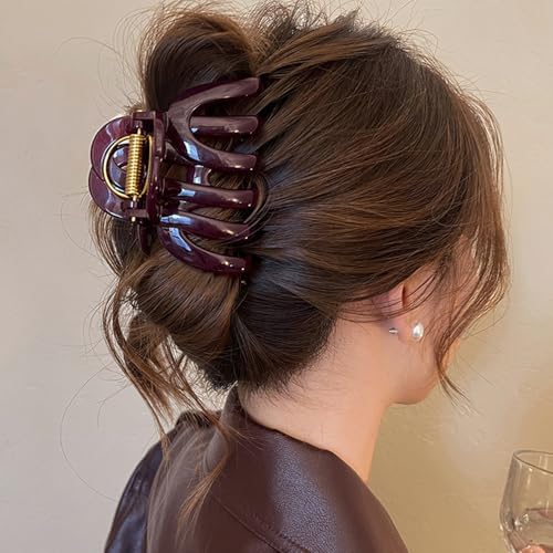 Red Large Hair Clips For Girls Vintage Hair Claw Clips For Thick Hair Claws 3.54 IN Hair Clip Plastics Clips For Hair Barrettes Non Slip Hair Claw Clip Hairclips Girl Hair Accessories For Women