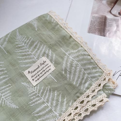 Soft Cotton Like Lace Bandana Headband, Head Wrap, Protective Coverage, Hair Neck Scarf for Women 24 x 24 inch - color: Cas022 - Asparagus Fern G