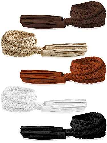 Geyoga 5 Pieces Rope Belt for Women Skinny Woven Boho Belt Braided Stretch Thin Tassel Waist Rope Chain Accessories for Skirt Dress, Christmas Party