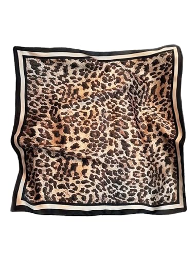 CHUNG Women's Scarf Hair Bandanas Square 27.5" Satin Wrap Fashion Pattern Scarves Emulation Silk Handbag Ribbons Necktie - color: Small Leopard
