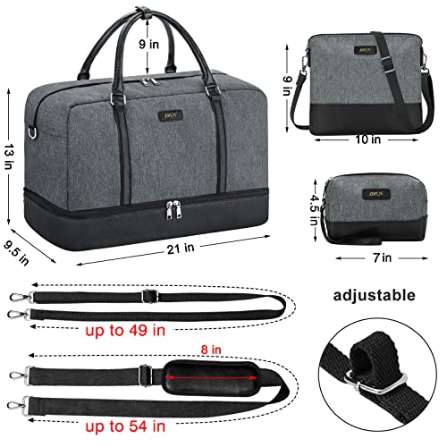 IBFUN Weekender Bags for Women, 21" Weekender Travel Bag, Travel Duffle Bag with Shoe Compartment Carry on Overnight Duffel Bag for Weekend Travel Business Trip, 3PCS - color: B1-Grey