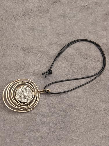 Bohemian Women's Leather Long Pendant Necklace Sweater necklace Adjustable Retro Woven Handmade Jewelry - color: Brown stone