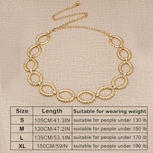 Women's Chain Belt Metal Waist Belt Chunky Belly Link Belt - color: Circle Gold, size: S: 41.3 in