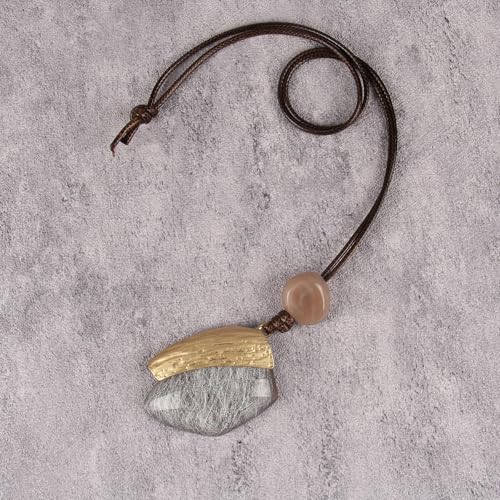 JAOYU Bohemian Necklaces for Women Leather Necklace Wood Pendant Choker Long Brown Necklace Chunky Circle Boho Hippie Jewelry - style: Boho Statement Necklace