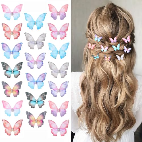 20Pcs Moving Glitter Hair Clips Fairy Accessories for Women and Teens, Colorful 90s Clips (Purple) - color: Purple