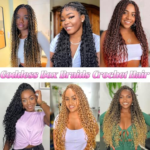 Goddess Boho Box Braids Crochet Hair-8 Packs 24 Inch Crochet Box Braids for Black Women Pre Looped (27/613, 24 Inch (Pack of 8)) - color: 27/613, size: 24 Inch (Pack of 8)