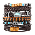 Turquoise Leather Western Bracelets for Women Men Bohemian Retro Turquoise Wrap Bracelets Exquisite Layered Stacked Cowboy Cowgirl Bracelet Western Country Concert Outfits Leather Cuff Bracelet for Women - style: Turquoise