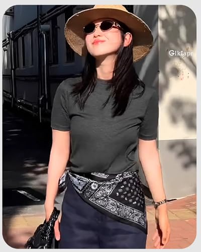 Satin Bandana Headscarf for Women Silky Hair Scarves for Fashion Lightweight - color: 23-black Cashew Nuts
