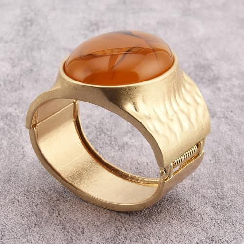 Gold Cuff Bracelet for Women Silver Beaded Bracelets Open Bangle Stackable Stretch Bead Bracelet Boho Jewelry Gifts for Wife Couple - style: Gold Chunky Bangles