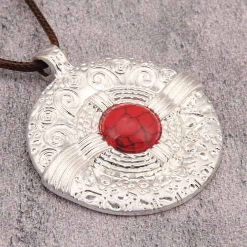 JAOYU Boho Necklace for Women Large Pendant Necklace Boho Long Choker Leather Gold Necklace Vintage Earthy Jewelry Trendy - style: Boho Chunky Necklace