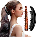 RC ROCHE 2 Pcs Large Banana Hair Clips Claws for Women Thick Curly Ponytail Holder Maker Big Comb No Crease Strong Hold Styling Clasp, Large Black and Brown - color: (Large) 2Pcs Black & Brown, size: 1 Count (Pack of 2)