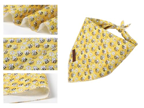 Lionet Paws Spring Summer Bee Dog Bandana Washable Cotton Handkerchief Scarf Triangle Yellow Bandana for Small Medium Dogs Girl Boy - color: Cute Bee, size: Small (Pack of 1)