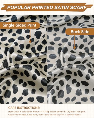 Mesovor 35” Square Head Scarf for Women, 3 Pack Like Silk Satin Headscarf Hair Neck Scarf Top Bandanas for Sleeping - color: Leopard(beige/Brown/Black)