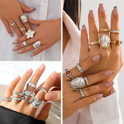 CHICUTIE Gold Knuckle Rings Set For Women Stackable Joint Finger Midi Rings Dainty Cubic Crystal Zirconia Hollow Twist Cute Pack Jewelry Gift - style: 13PCS SILVER