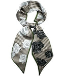 Hioyiwse Head Scarf Hair Neck Scarves For Women Purse Bag Scarfs For Handbags Silky Long Thin Satin Headscarf Fashion - color: B14-line Black Rose