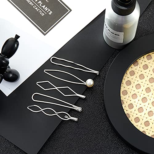 10 Pieces Geometric Metal Hair Clips and Barrettes for Women - Minimalist Hair Styling Accessories, Dainty Wedding Headwear (Silver, Rose Gold) - color: Silver, Rose Gold