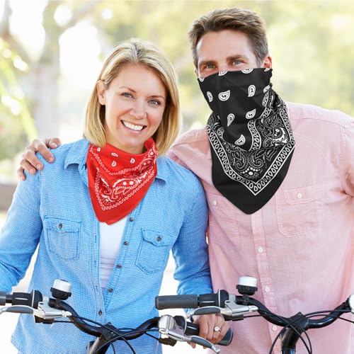 NACHLYNN 10/20pcs Paisley Bandanas Assorted Bandanas Cowboy Polyester Headbands Square Scarf Headwear - color: Red, Black, Navy Blue
