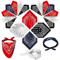 ILHSTY 60 Pcs Women Men Paisley Bandanas Bulk Unisex Bandanas Head Cowboy Scarf Necktie handkerchief Party Supplies - color: Black,red,white,navy Blue
