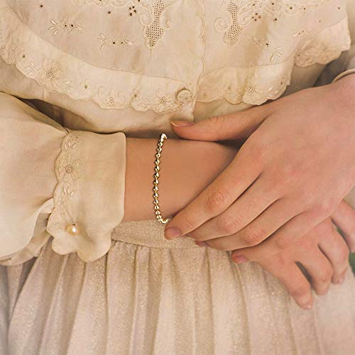 BENEIGE Women Bracelet 14K Gold Plated Paperclip Satellite Bead Ball Oval Cuba Cable Box Chain Daily Charm Layered Link Silver Bracelets Adjustable Jewelry - style: Beaded Diamond Chain