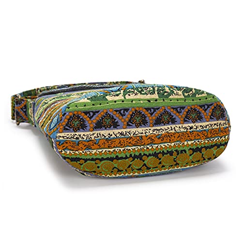 OPQRSTU Women's Retro Small Size Canvas Shoulder Bag Hippie Boho Crossbody Handbag - color: Green