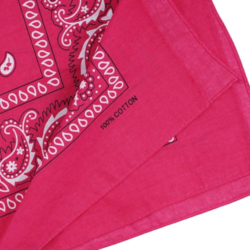 Raylarnia Bandana Multi-Purpose 100% Cotton Headbands for Women, 22 inch Paisley Cowboy Bandanas for Men - color: Hot Pink