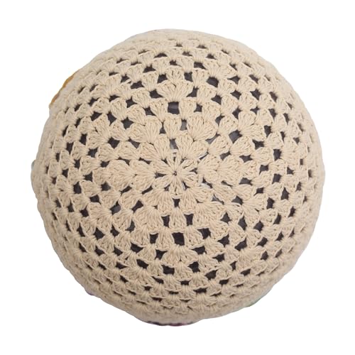 ZLYC Women Cotton Crochet Slouchy Beanie Hat Handmade Knit Summer Skull Cap - color: Colorful Flower Beige