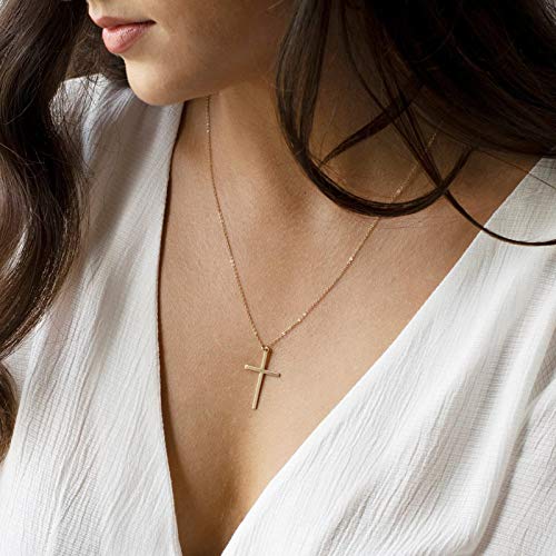 MEVECCO Dainty Gold Cross Necklace for Women - 18K Gold Plated Delicate Minimalist Cubic Zircon Cross Necklaces Cute Faith/Crucifix Jewelry Gift - style: Cross-3