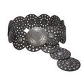 Beltiscool 3 1/2" (90 mm) Wide Ladies Wide Boho Disc Concho Leather Belt - color: Black, size: XXXL - 54 END-TO-END