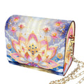 C'eitura Lotus Diamond Art Wooden Clutch Purse with Chain, 5D DIY Rhinestone Shoulder Bag Kit, Zen Style Wallet for Women, Yoga Meditation Gift, Unique Handmade Craft Project - color: SKB204