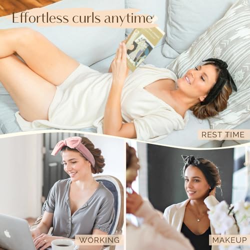 Yanibest Heatless Curls Overnight, Soft Heatless Hair Curler to Sleep in, No Heat Ribbon Wrap, Heatless Curling Set for Long Short Hair with Hair Scrunchies and Clip - color: Black