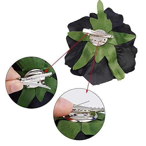 Hair Flower Clips Brooch Boutique Hair Accessories Bohemia Hairpins for Women Girls (Black) - color: Black