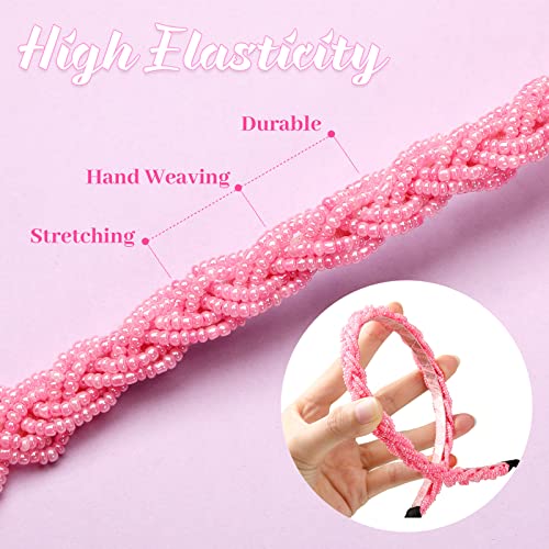 MTLEE 6 Pieces Beaded Headbands for Women Sparkly Crystal Beaded Hair Hoop Hairbands Multiple Color Hair Accessories Head Bands Christmas Gift(Vivid Colors) - color: Vivid Colorsshide