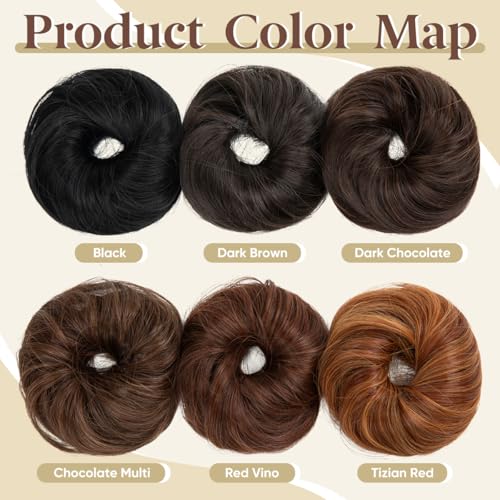 CJL HAIR 2PCs Small Cute Messy Bun Hair Piece for Thin Hair Women Mini Synthetic Curly Bun Scrunchies Updo Hairpieces Black - color: 2PCS-Black